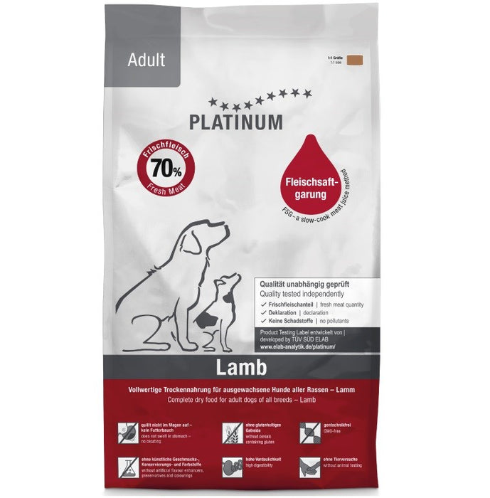 PLATINUM Adult Lamb - semi-moist dog food - 5kg