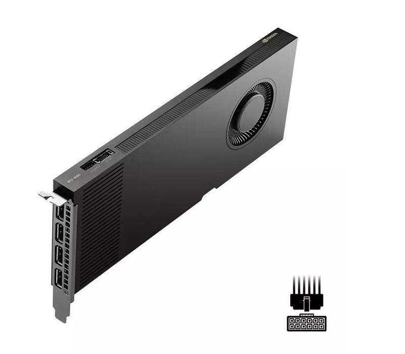 Graphics card PNY NVIDIA RTX 4000 Ada Generation, 20 GB GDDR6 160-bit,  PCIe 4.0 x16, Single Slot, 4x DP 1.4a, ATX - ATX bracket, 1x 16-pin power supply cable, small box