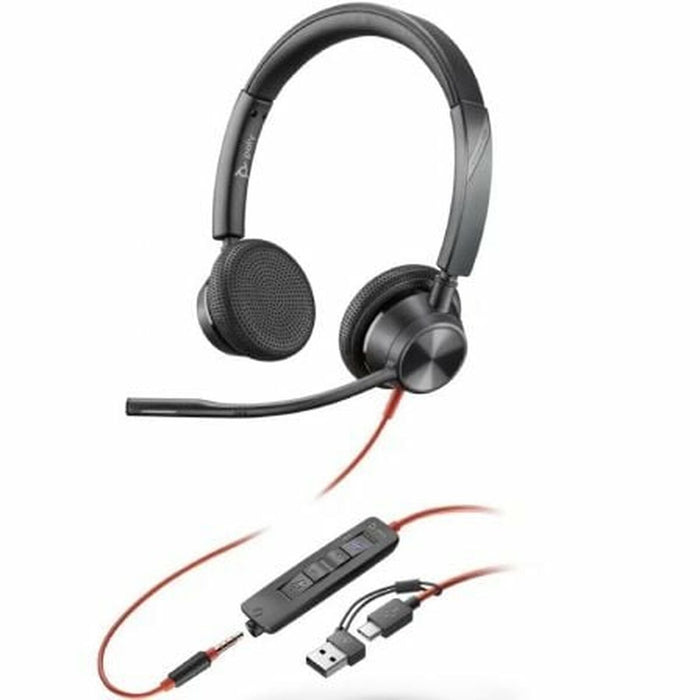 HP Poly Blackwire 3325 Stereo Microsoft Teams Certified USB-C Headset +3.5mm Plug +USB-C/A Adapter