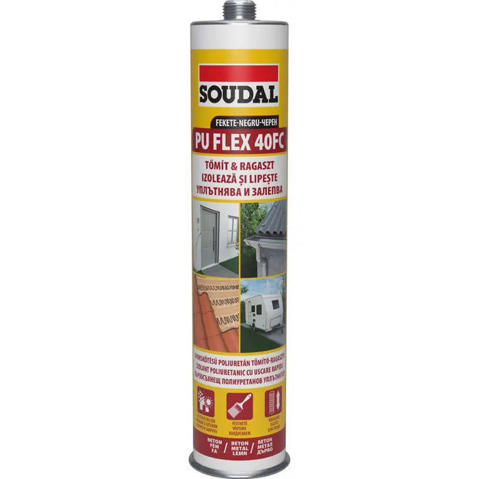 POLYURETHANE SEALANT SOUDAL PU FLEX 40FC BLACK - Полимерни и монтажни лепила<<<Уплътнители и фуги<<<Строителни