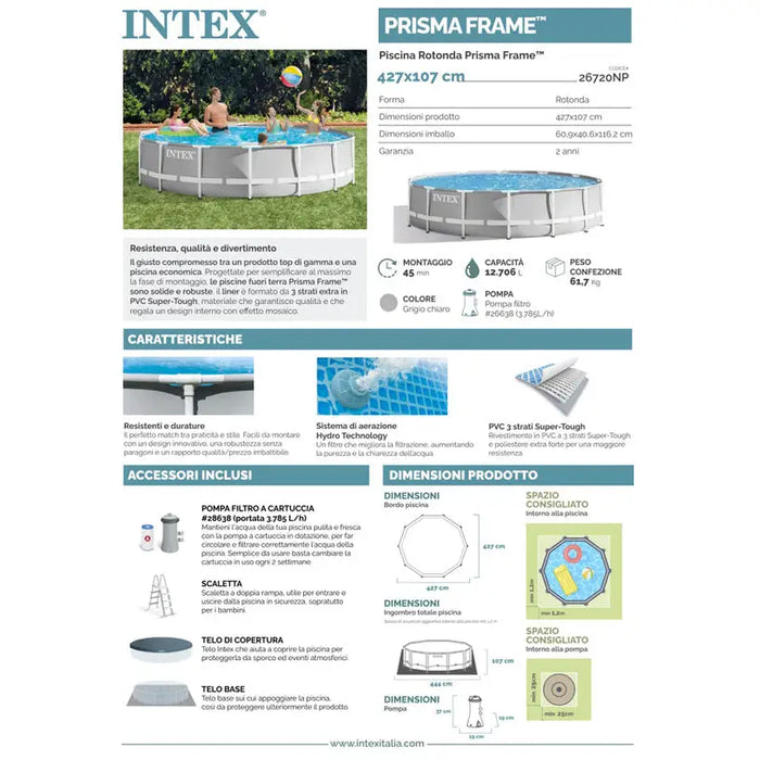 POOL F427X107CM INTEX 26720NP - Басейни с рамка<<<Басейни плажни артикули и оборудване<<<Градина<<<Praktiker&&&Басейни