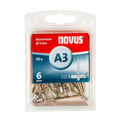 POP RIVET 3X6 MM NOVUS 30 PCS - Поп-нитове и капси<<<Консумативи за електроинструменти<<<Инструменти и