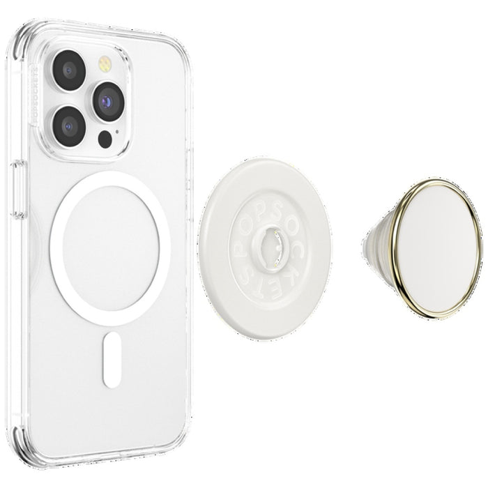 Popsockets Round Luxe Coconut Creme Enamel MagSafe Holder and Phone Stand