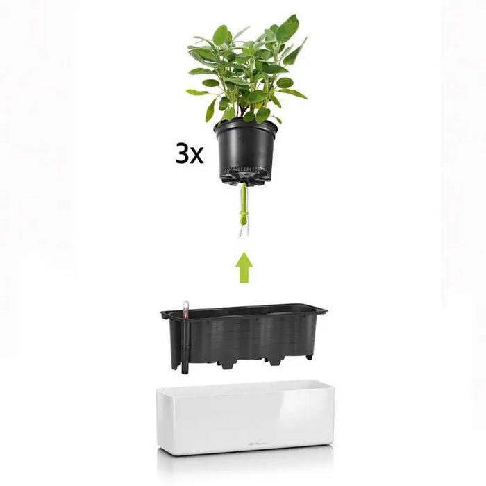 POT 40X14CM WITH IRRIGATION SYSTEM LECHUZA CUBE GLOSSY TRIPLE - Саксии<<<Саксии кашпи и