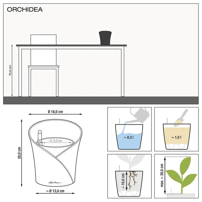 POT F18CM WITH IRRIGATION SYSTEM LECHUZA ORCHIDEA - Саксии<<<Саксии кашпи и