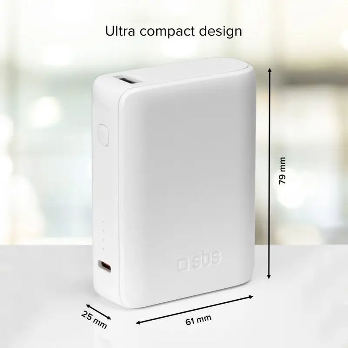 POWER BANK 10,000mAh 2xUSB-C 1xUSB A 10W SBS - WHITE - Външни батерии<<<Аксесоари за мобилни устройства и