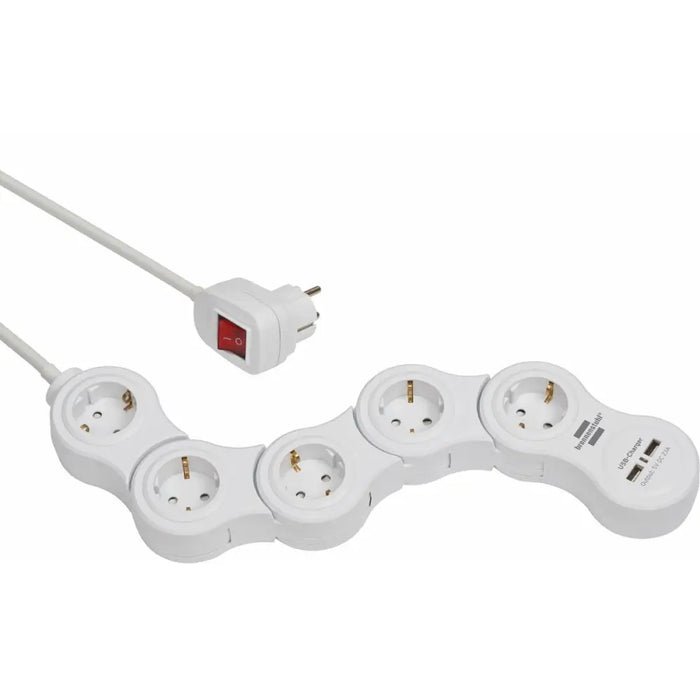 Power Socket - 5 sockets with Switch Brennenstuhl Vario-Power White 3600 W USB x 2 (1,4 m) - Електроника Периферни и