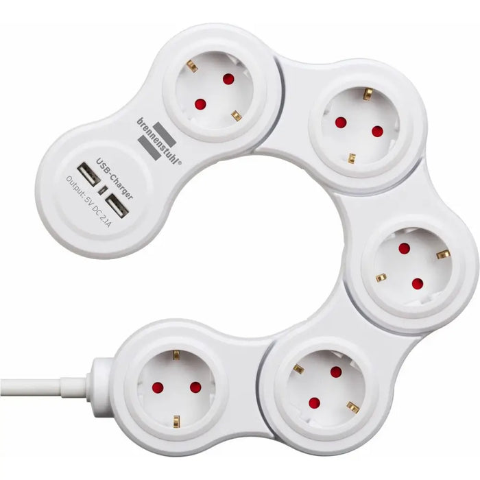 Power Socket - 5 sockets with Switch Brennenstuhl Vario-Power White 3600 W USB x 2 (1,4 m) - Електроника Периферни и