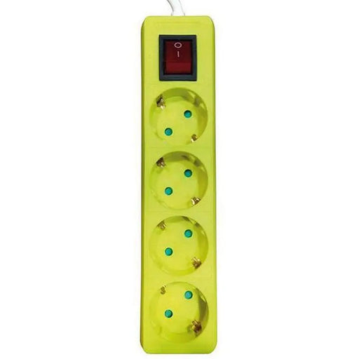 POWER SUPPLY 4 SOCKETS 2M CABLE WITH CHILD PROTECTION AND KEY YELLOW EUROLAMP - Разклонители и