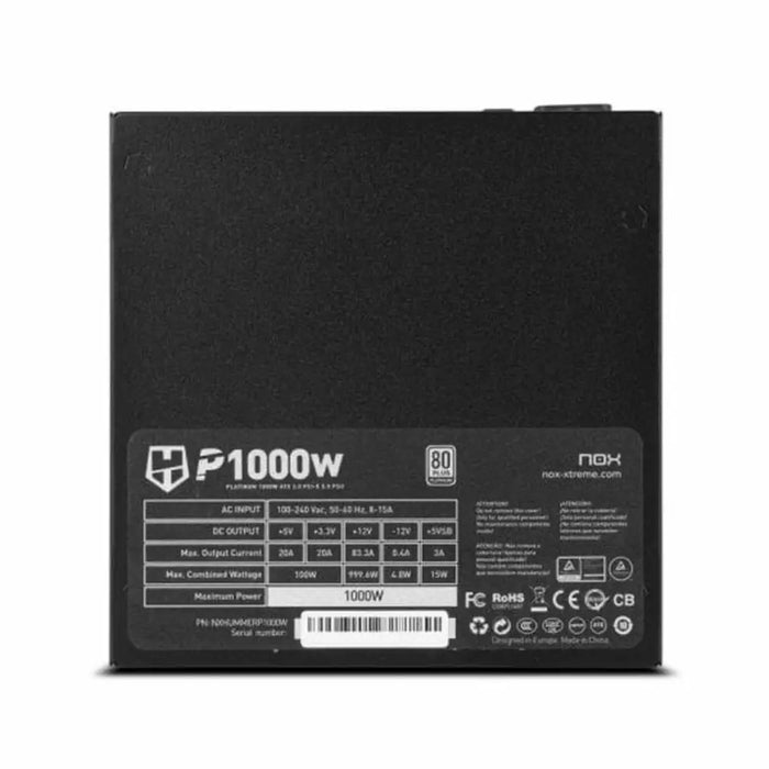 Power supply Nox-Xtreme NXHUMMERP1000W ATX 1000 W 80 PLUS Platinum - Компютър Мрежи и компоненти<<<Компютри|