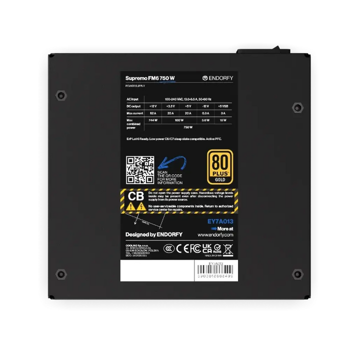 Power supply unit Endorfy Supremo FM6 750W 80+ Gold PCIe 5.1 - Fully Modular - Захранвания<<<Компютърни