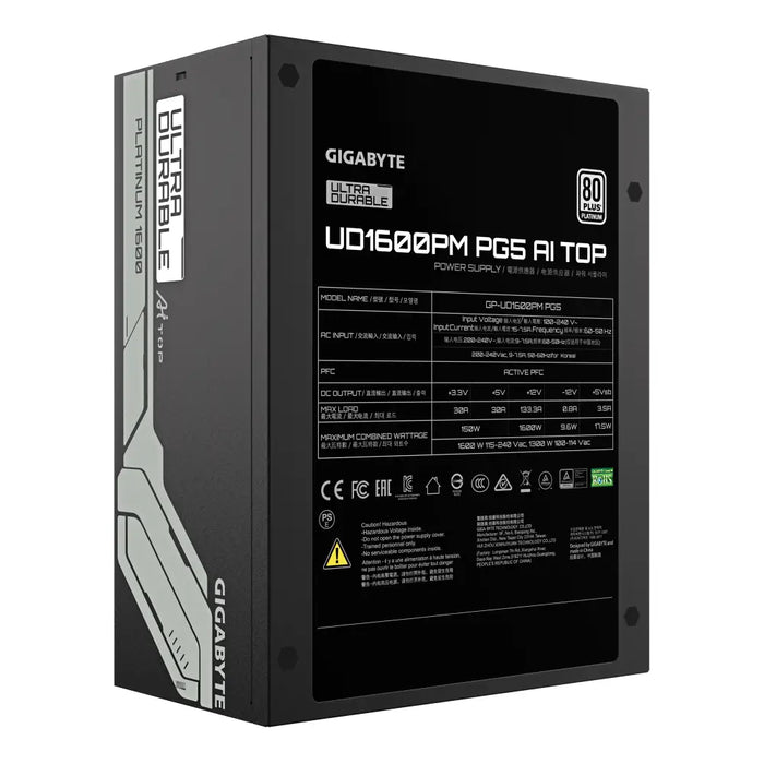 Power supply unit Gigabyte UD1600PM PG5 AI TOP - 1600W 80+ Platinum PCIe 5.1 Ready - Захранвания<<<Компютърни