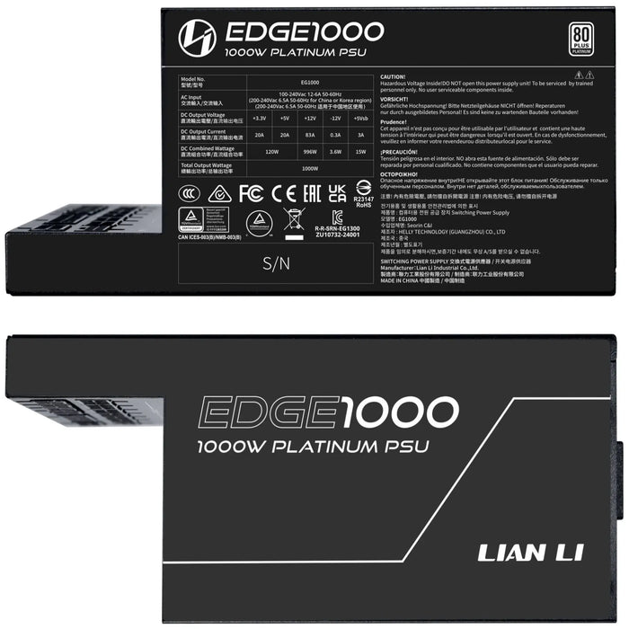 Power supply unit Lian Li EDGE EG1000 Black 1000W 80+ Platinum PCIe 5.1 ATX 3.1 - Захранвания<<<Компютърни