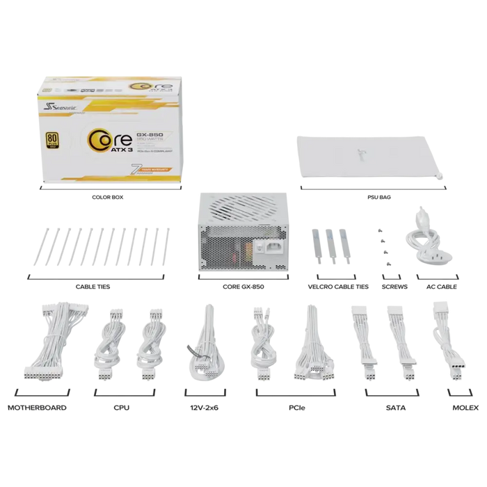 Power supply unit Seasonic CORE GX White 850W 80+ Gold Fully Modular ATX 3.1 PCIe 5.1 - Захранвания<<<Компютърни