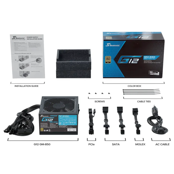 Power supply unit Seasonic G12 GM-850 850W 80+ GOLD - Захранвания<<<Компютърни компоненти<<<ValiAPI