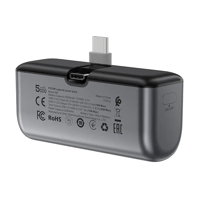 Powerbank Acefast M9 5000mAh USB-C (male) / USB-C (female) PD 20W - black - Powerbanks<<<HurtelXML