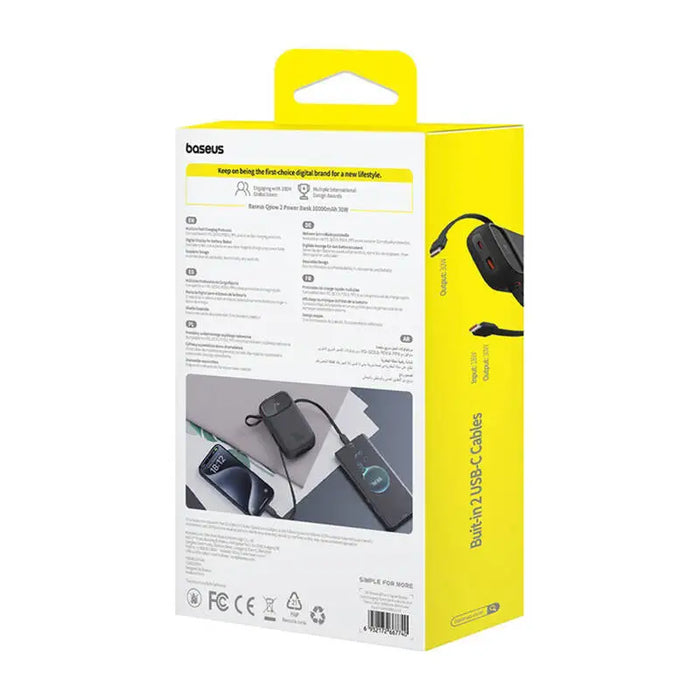 Powerbank Baseus QPow 2 10000mAh 30W 2xUSB-C (black) - Powerbanks<<<GSM