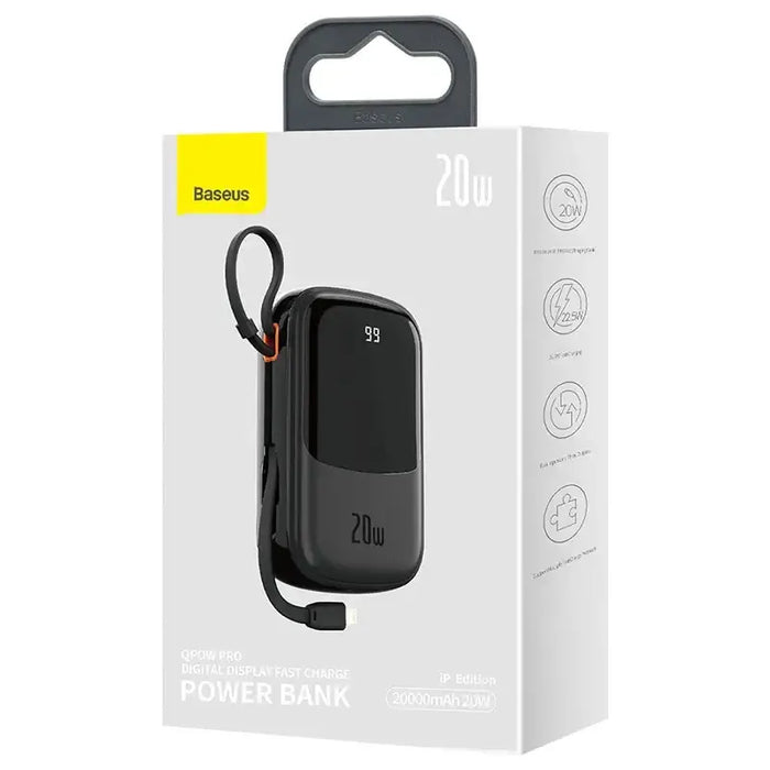 Powerbank Baseus Qpow PRO with Lightning cable USB-C port and USB 20000mAh 20W (Black)