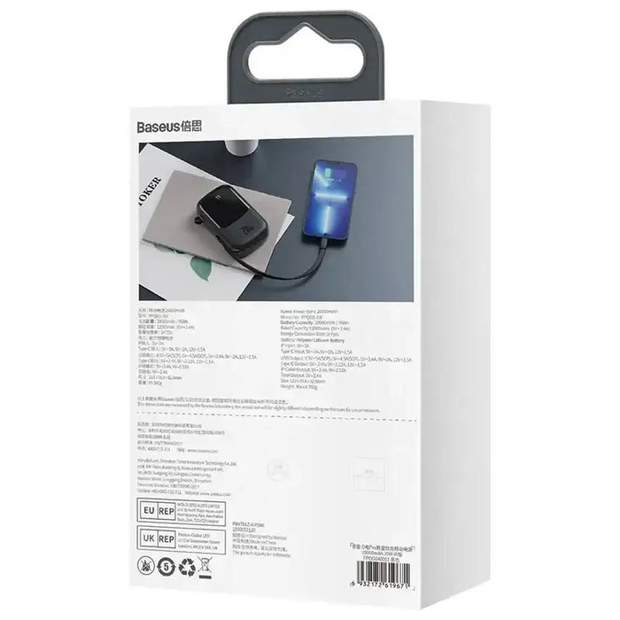 Powerbank Baseus Qpow PRO with Lightning cable USB-C port and USB 20000mAh 20W (Black)