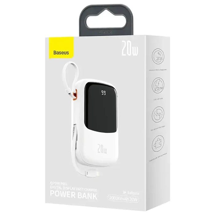 Powerbank Baseus Qpow PRO with Lightning cable USB-C port and USB 20000mAh 20W (White)