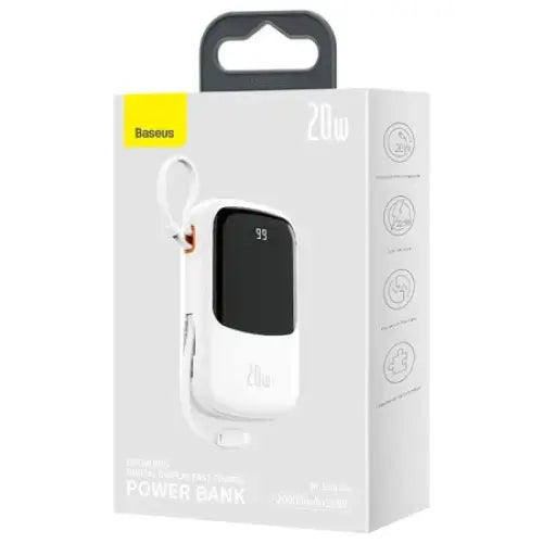 Powerbank Baseus Qpow PRO with Lightning cable USB-C port and USB 20000mAh 20W (White)