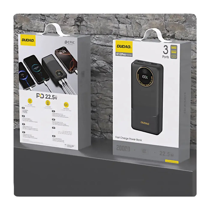 Powerbank Dudao K12Pro 22.5W PD 20000mAh USB-A USB-C - black - Powerbanks<<<HurtelXML