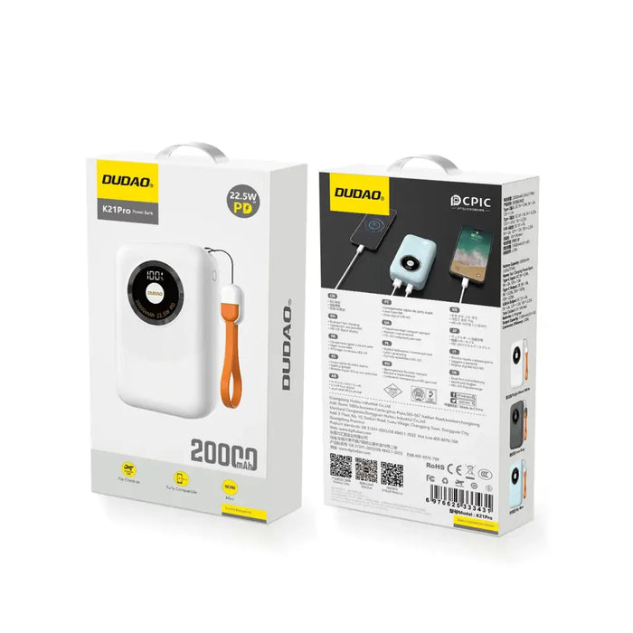 Powerbank Dudao K21Pro Mini 20000mAh 22.5W - white - Powerbanks<<<HurtelXML