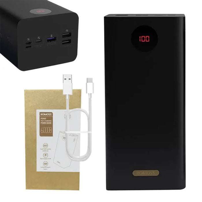 Powerbank Romoss PEA60 60000mAh QC + PD 22.5W (black) - Powerbanks<<<Energy<<<InnproXML