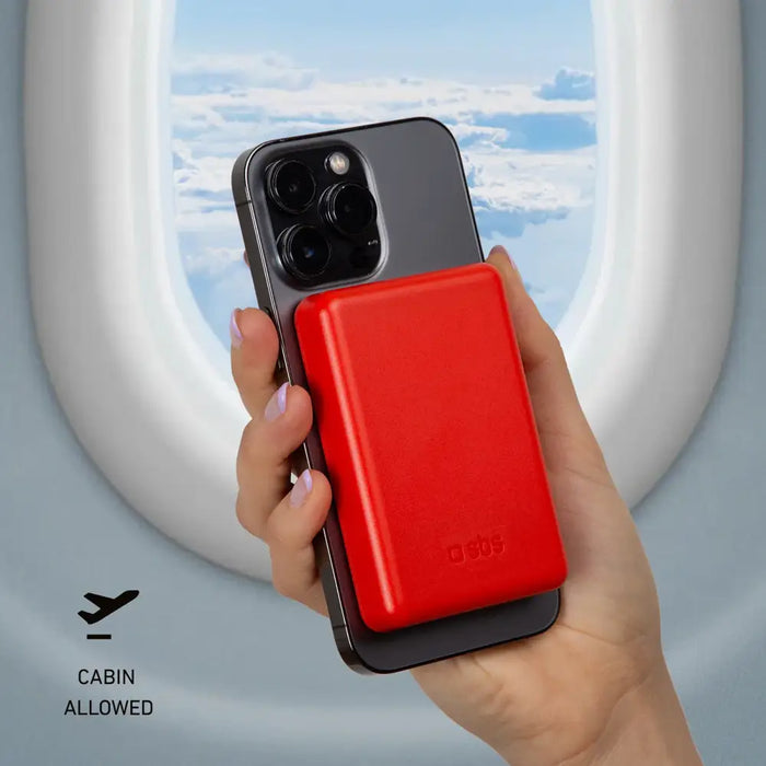 Powerbank SBS TEBB5000MAG1CR 5000 mAh compatible with MagSafe - red - Powerbanks<<<HurtelXML