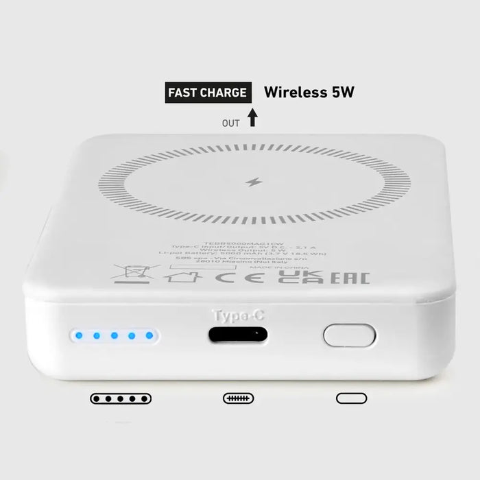 Powerbank SBS TEBB5000MAG1CW 5000 mAh USB-C MagSafe compatible - white - Powerbanks<<<HurtelXML