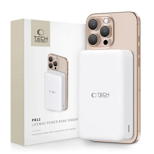 Powerbank Tech-Protect PB12 LifeMag MagSafe 20000MAH - white - Powerbanks<<<HurtelXML