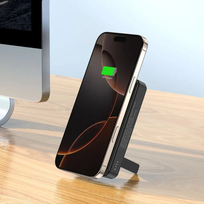 Powerbank Wozinsky WLWP-10KA0Y3S 22.5W PD Qi2 10000 mAh with stand 1x USB-A 1x USB-C - black - Powerbanks<<<HurtelXML