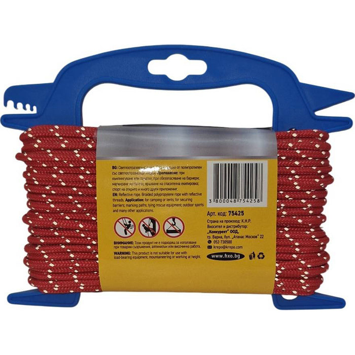 REFLECTIVE POWERCORD ROPE 4 MM 20 M RED