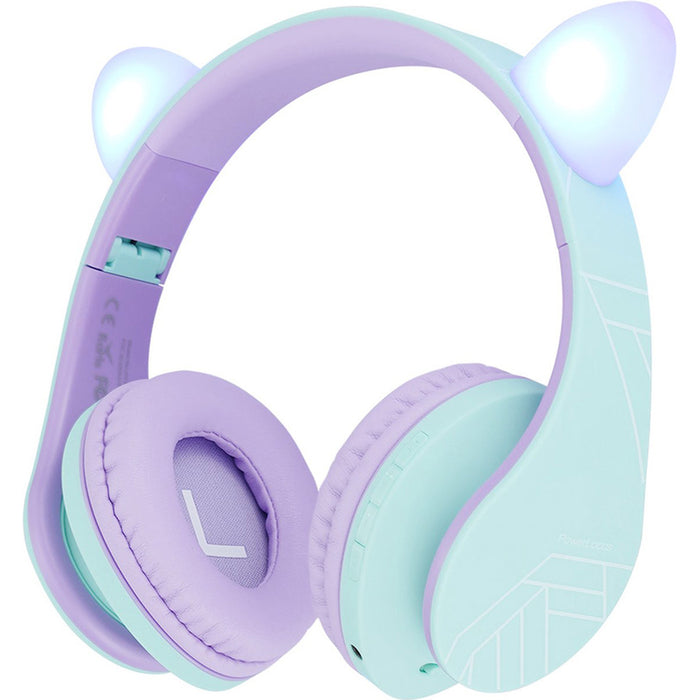 POWERLOCUS P2 KIDS CAT PUR/GREE stereo headphones