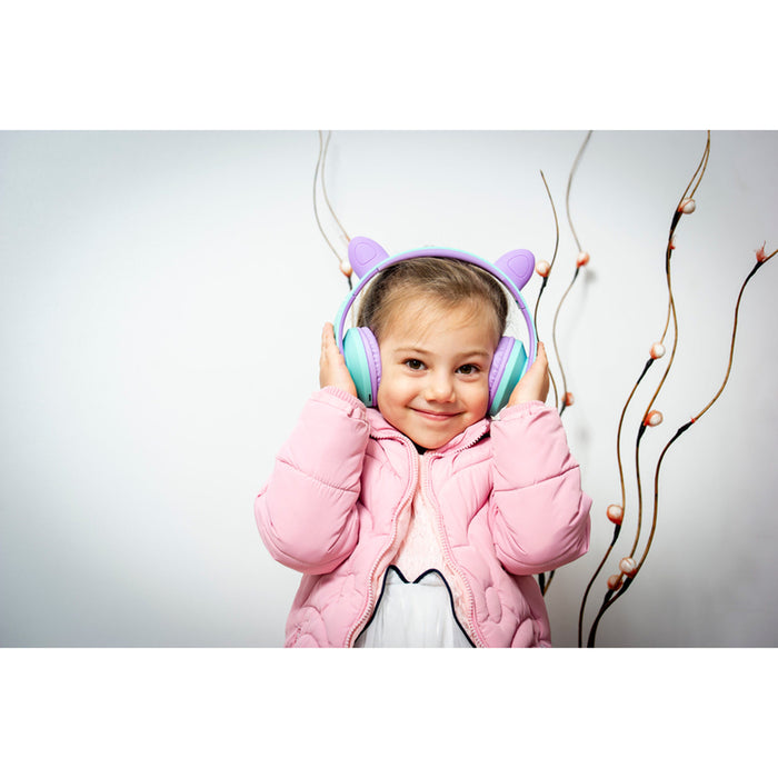 POWERLOCUS P2 KIDS CAT PUR/GREE stereo headphones