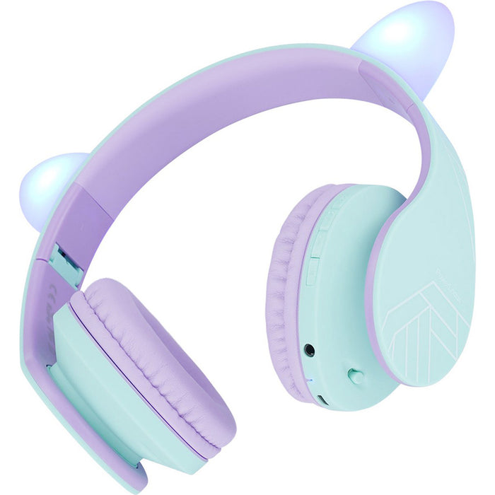 POWERLOCUS P2 KIDS CAT PUR/GREE stereo headphones