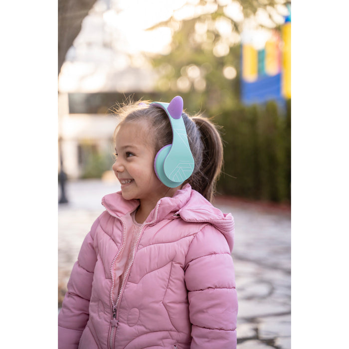 POWERLOCUS P2 KIDS CAT PUR/GREE stereo headphones