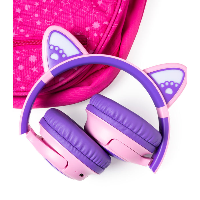POWERLOCUS BOBO CAT KIDS PINK/PUR stereo headphones