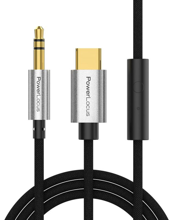 Cable POWERLOCUS AUX-USB-C + MIC