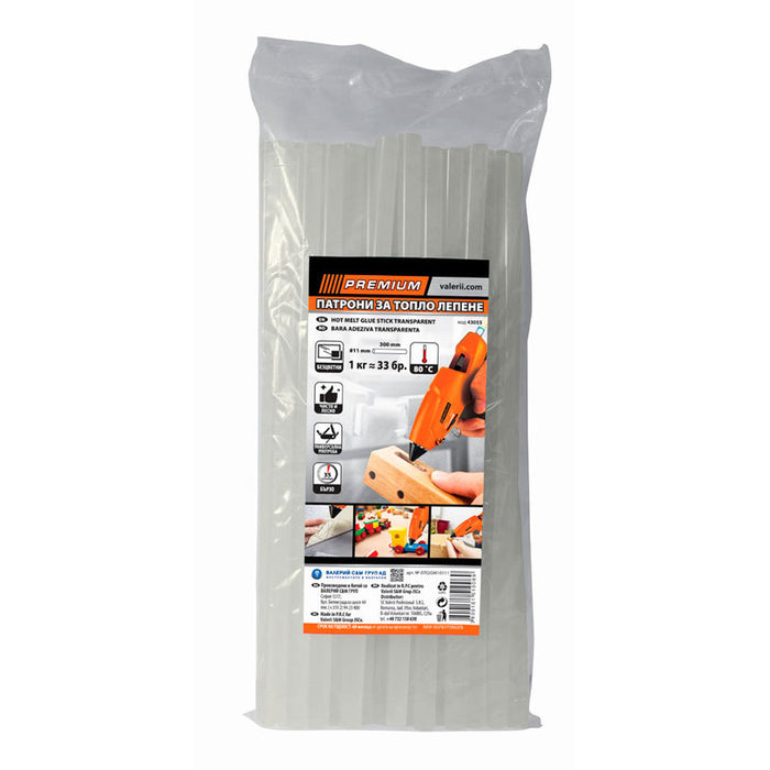 HOT GLUING CARTRIDGES 33 PCS TRANSPARENT F 11 X 300 MM PREMIUM