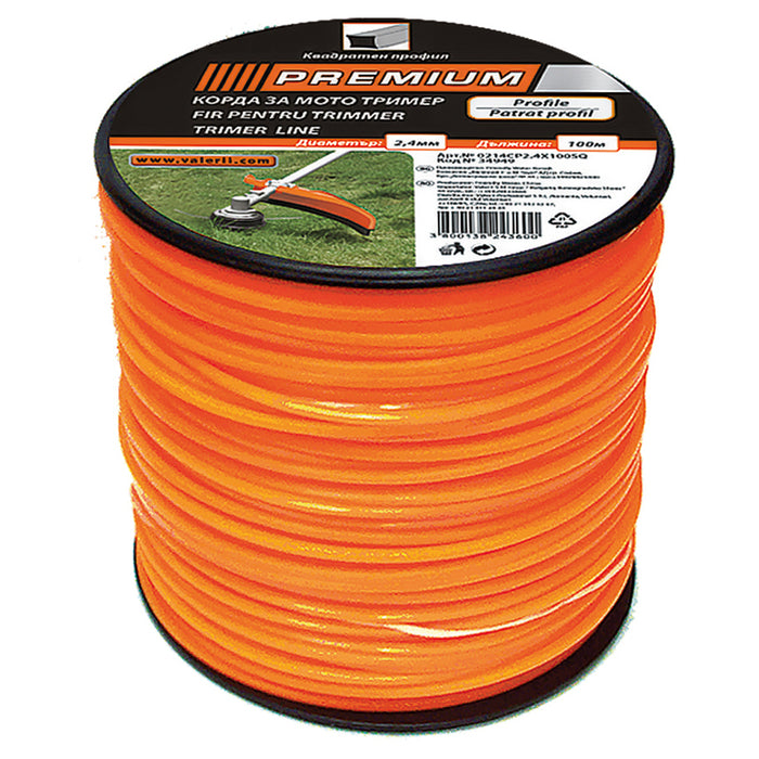CORD FOR TRIMMER SQUARE PREMIUM 2.4 MM-100 M