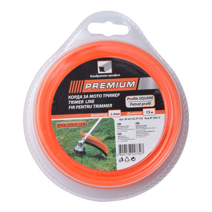 CORD FOR TRIMMER PROFILE SQUARE PREMIUM 2.4 MM 15 M