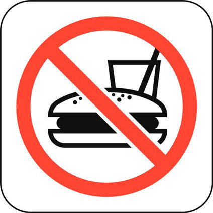 STICKER 12 X 12 CM PREVENTA "NO FOOD AND DRINKS"