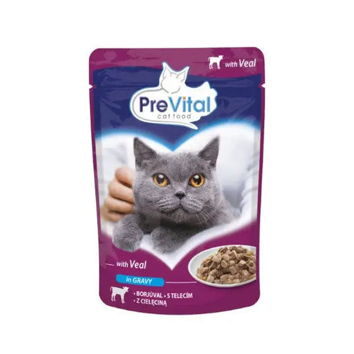 PREVITAL Cat Food Mix of Flavors Chicken Veal Salmon in Gravy - Wet Cat Food - 12 x 100g - Wet foodDLK-KAM<<<For