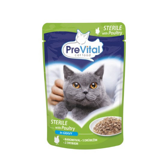 PREVITAL Cat Food Mix 4 Flavors Chicken, Veal, Salmon, Poultry – wet cat food – 96 x 100 g