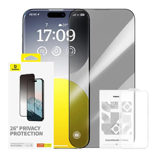 Privacy Protection Tempered Glass Baseus Diamond iPhone 15 Plus - For smartphones<<<Tempered glass and screen