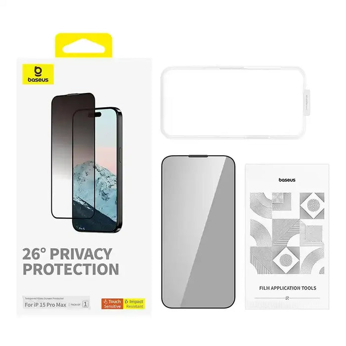 Privacy Protection Tempered Glass Baseus Diamond iPhone 15 Pro Max - For smartphones<<<Tempered glass and screen