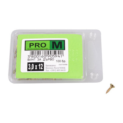 SCREW FOR WOOD 3X12 MM PRO M 100 pieces