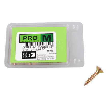 WOOD SCREW 6X30 MM PRO M 18 PCS