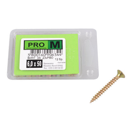 WOOD SCREW 6X50 MM PRO M 12 PCS